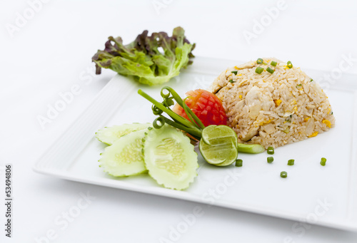 Fried rice vegetable with chicken.