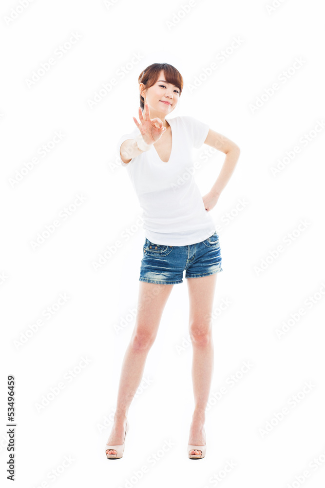 Cute woman with okay hand gesture Cute woman with okay hand gesture