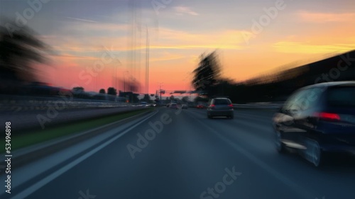 Rush-hour Traffic in city time lapse night