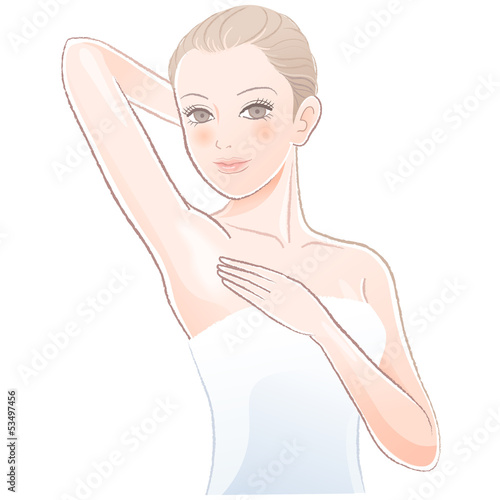 ビューティー ワキ お手入れ Beautiful woman touching her underarm