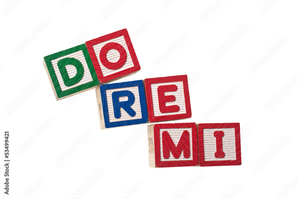 Blocks forming the first three musical notes used in solfege Blocks forming the first three musical notes used in solfege