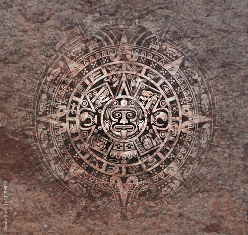 Mayan calendar on old stone
