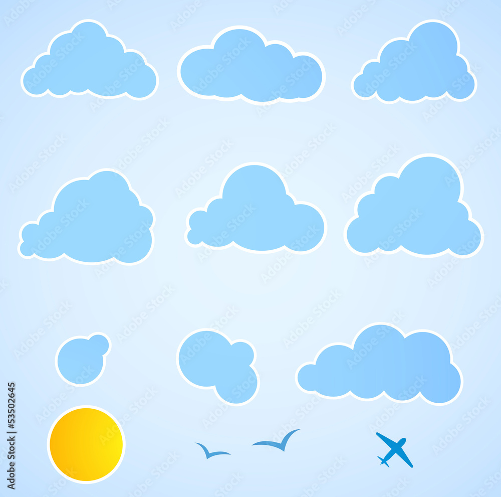 Set of clouds. Set of clouds.