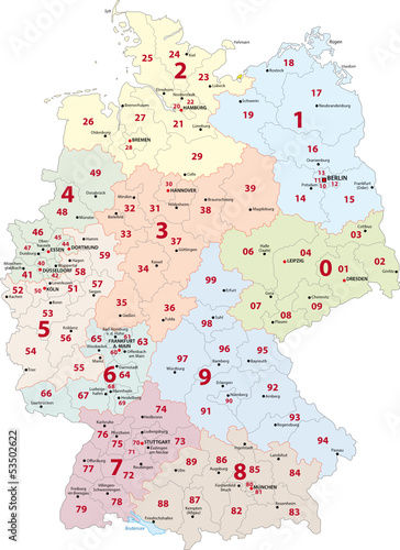Obraz na płótnie Deutschland Postleitzahlenkarte w salonie