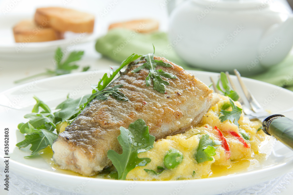 Grilled trout with couscous and vegetables. Grilled trout with couscous and vegetables.