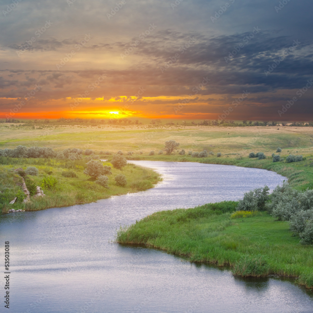 ukraine bazavluk river at the sunset