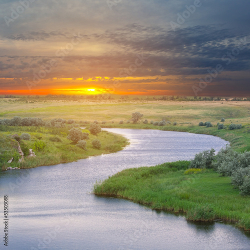 ukraine bazavluk river at the sunset