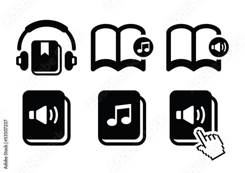 Audiobook vector icons set