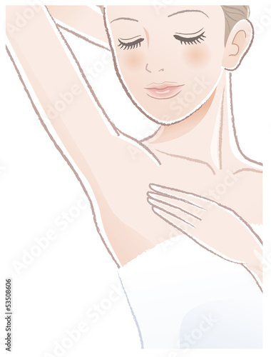ビューティー 女性 Portrait of pretty woman looking at her armpit