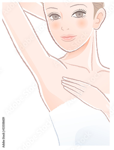 美容 女性 Close-up woman touching her clean underarm