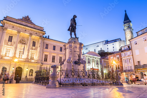Bild auf Leinwand Tartini square in Piran, Slovenia, Europe
