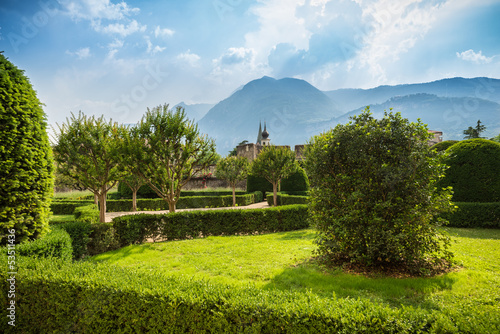 Lovely Italian Landscape with mountains and church towers