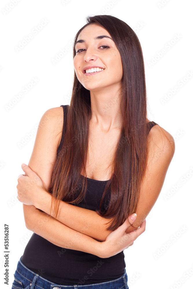Happy Beautiful Woman Smiling Isolated On White Background Happy Beautiful Woman Smiling Isolated On White Background