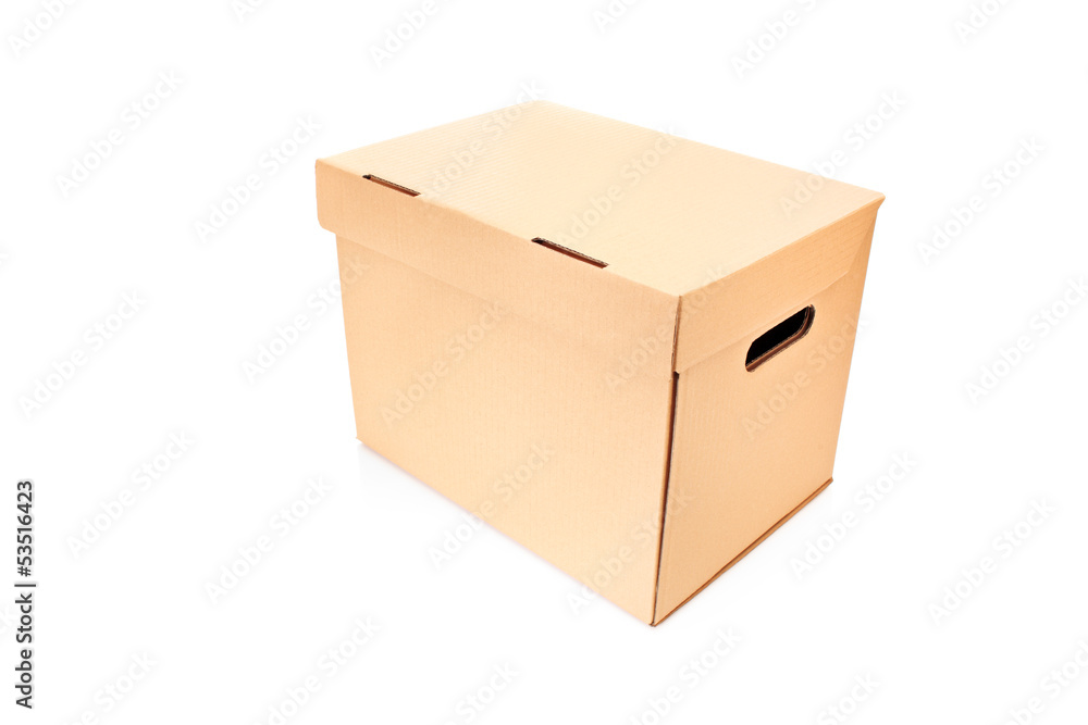 Studio shot of a closed cardboard box Studio shot of a closed cardboard box