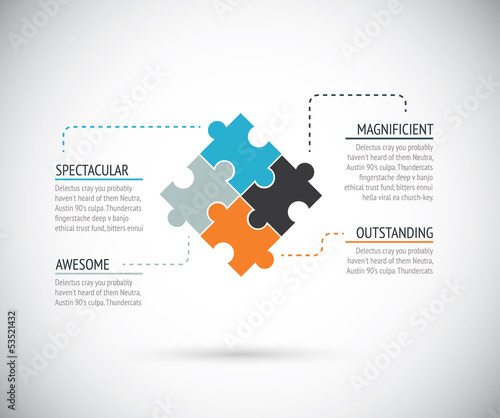 Puzzle piece infographics business concept vector
