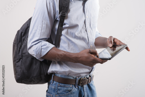 man using a digital tablet