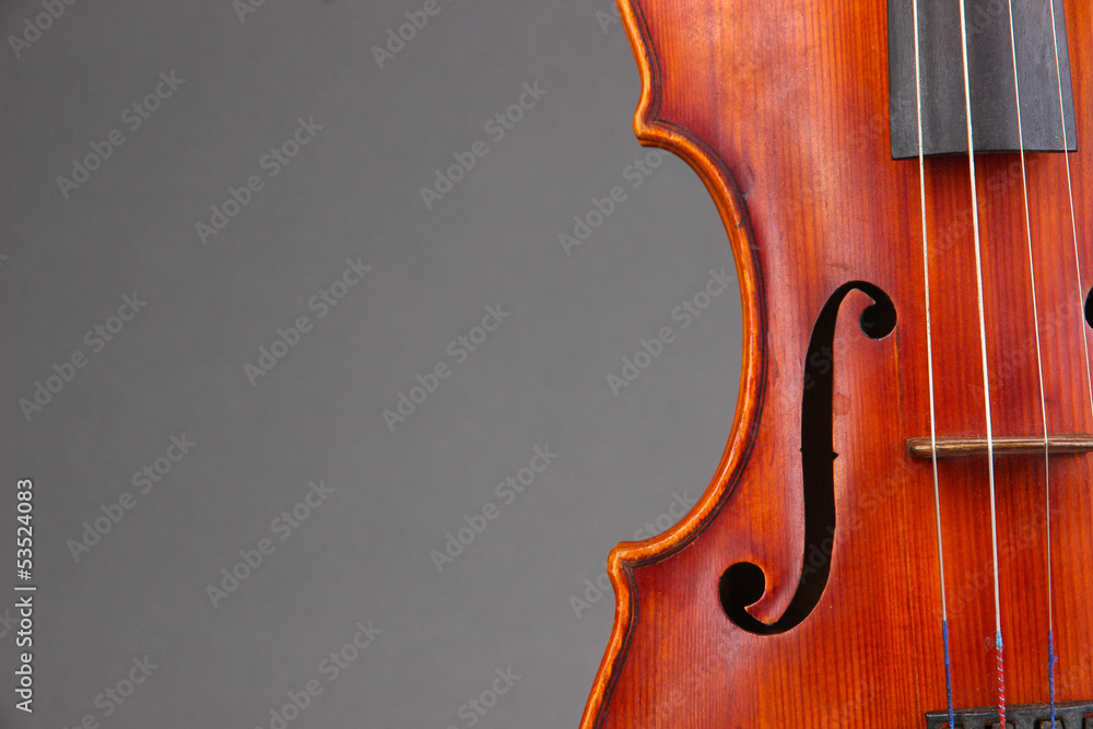 Classical violin on grey background Classical violin on grey background