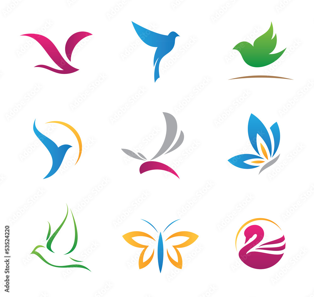 Flying logos and icons