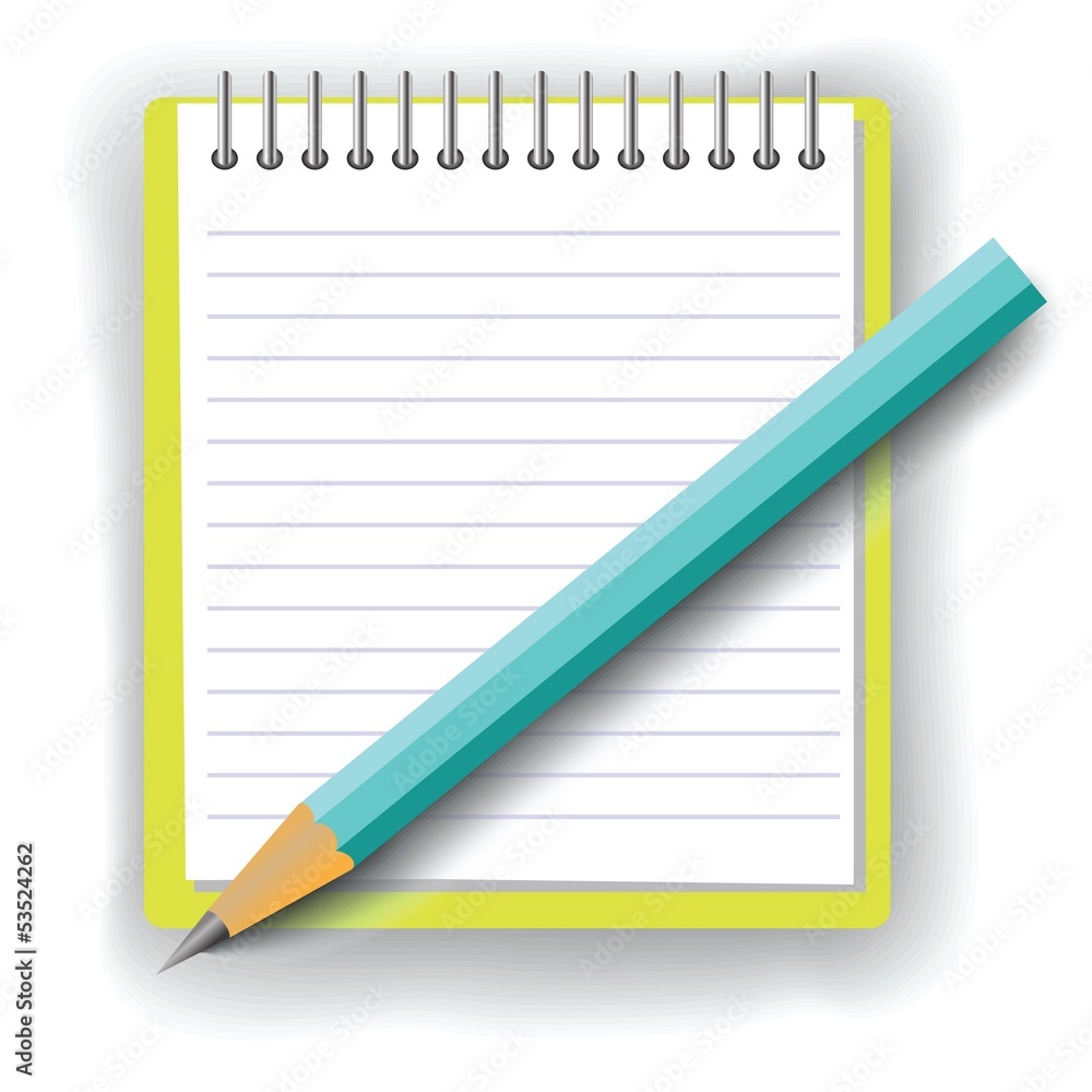 notebook and pencil on white background notebook and pencil on white background