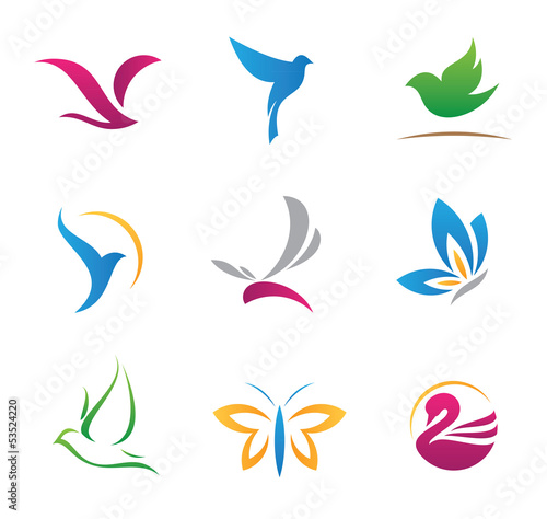 Flying logos and icons