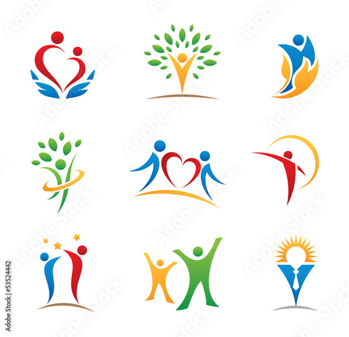 Happy people logos and icons