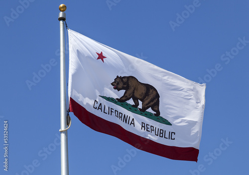 Obraz na płótnie California Flag is waving in the wind with Motion Blur. w salonie
