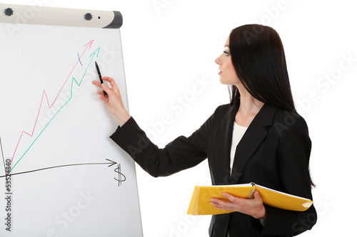 Businesswoman presenting on...