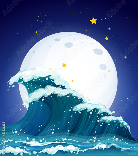 The waves and the moon