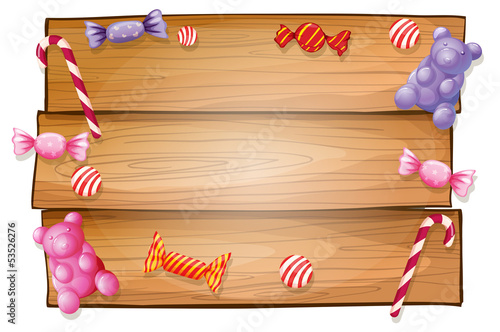 An empty signboard with candies