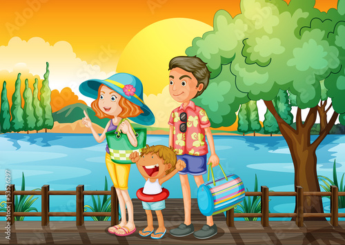 A family standing at the port