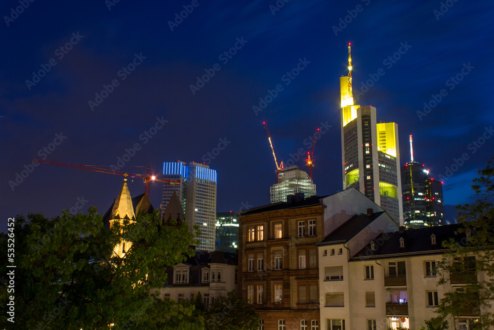 city evening in Frankfurt Germany