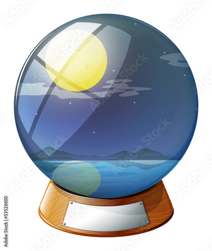 A crystal ball with a fullmoon inside