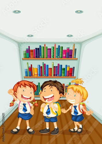 Three kids wearing their school uniforms