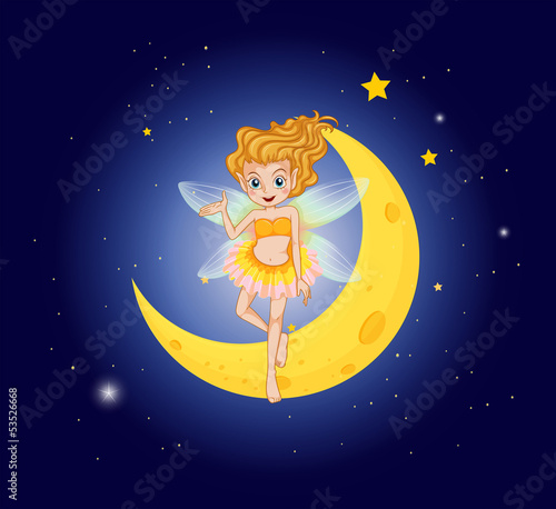 A fairy at the sky near the moon