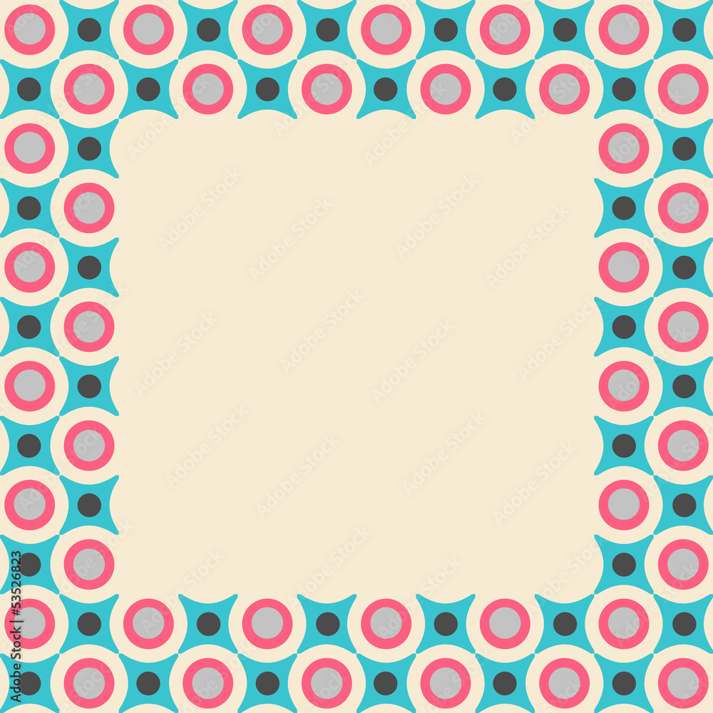 Card frame with geometrical pattern in retro colors Card frame with geometrical pattern in retro colors