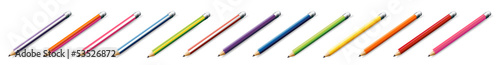 Thirteen colorful pencils