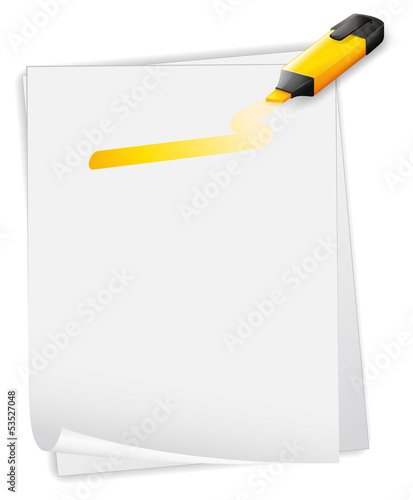 An empty paper with an orange highlighter