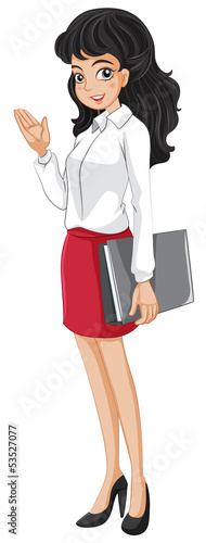 An office girl holding a binder
