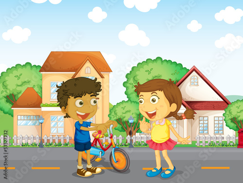 Children talking outside