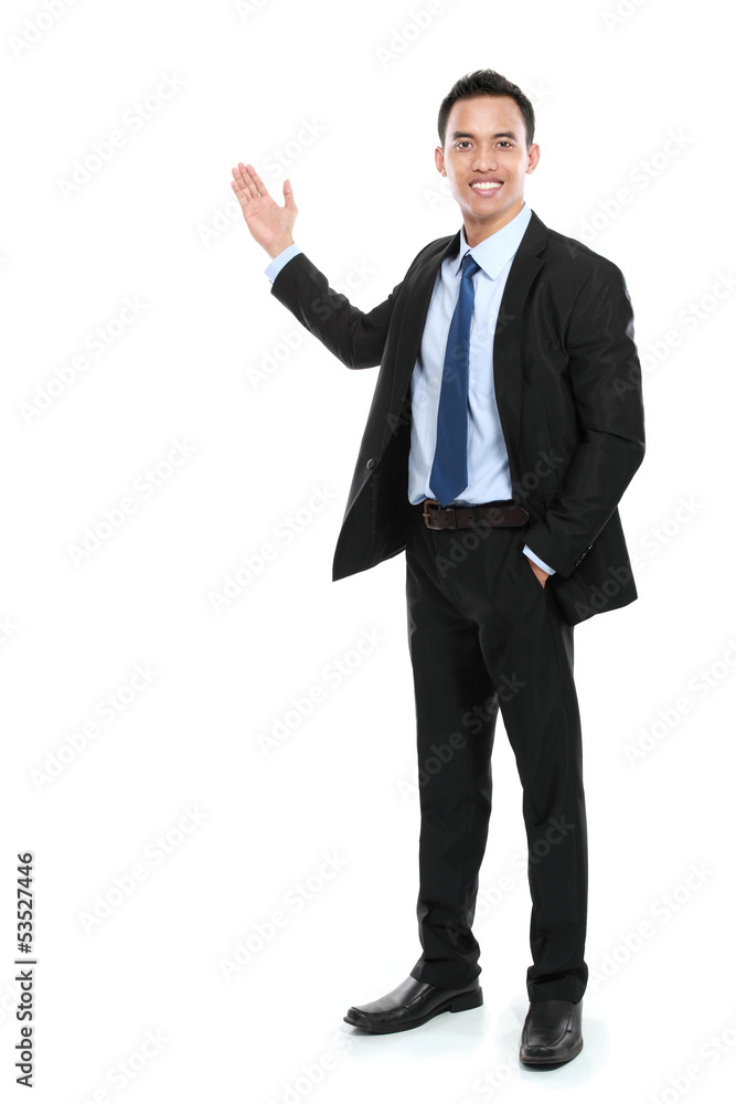 Happy business man giving presentation Happy business man giving presentation