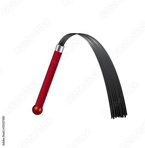 Whip with dark red handle