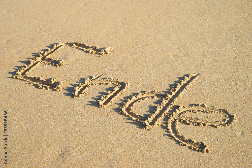 Strand mit dem Wort Ende Stock-Foto | Adobe Stock