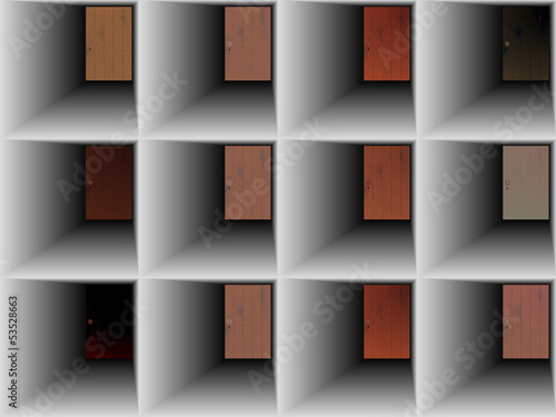 abstract set, collection of doors