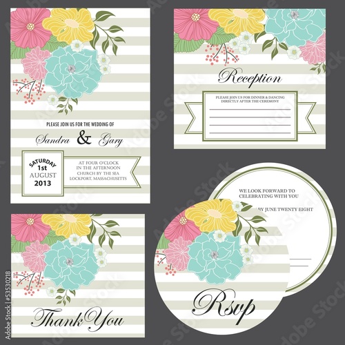 Set of wedding invitation cards