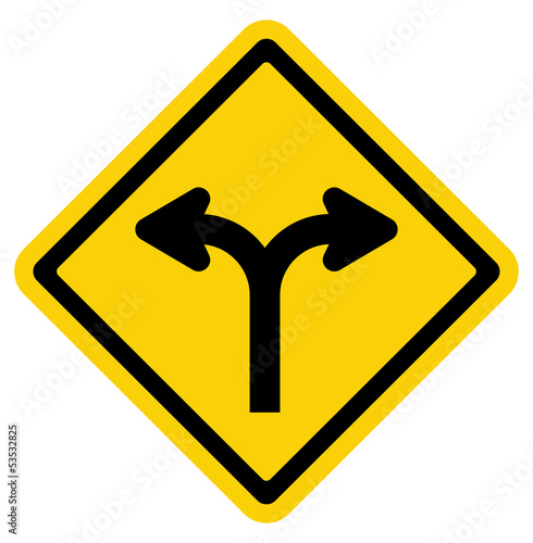 Forked road sign