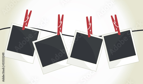 Blank photos hanging