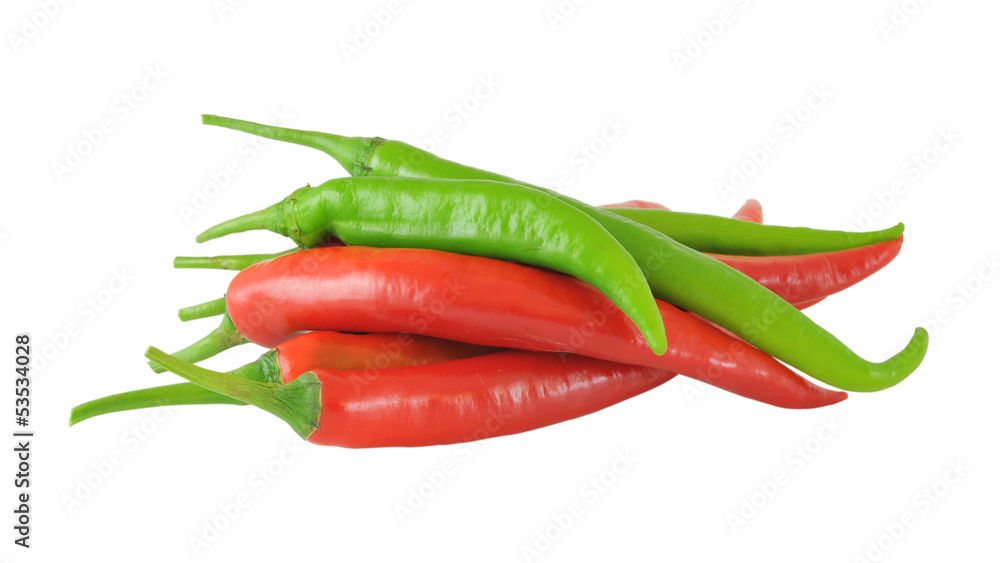 hot chili peppers isolated on a white background.