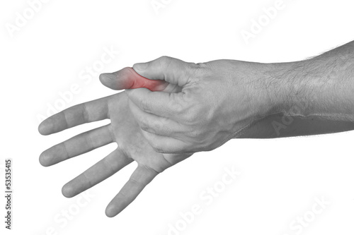 Acute pain in a man finger.