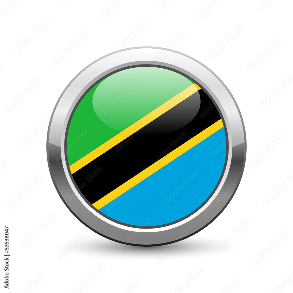 Fototapeta premium Tanzanian flag icon web button