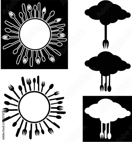 illustrazione con posate e cornice adatta alla ristorazione